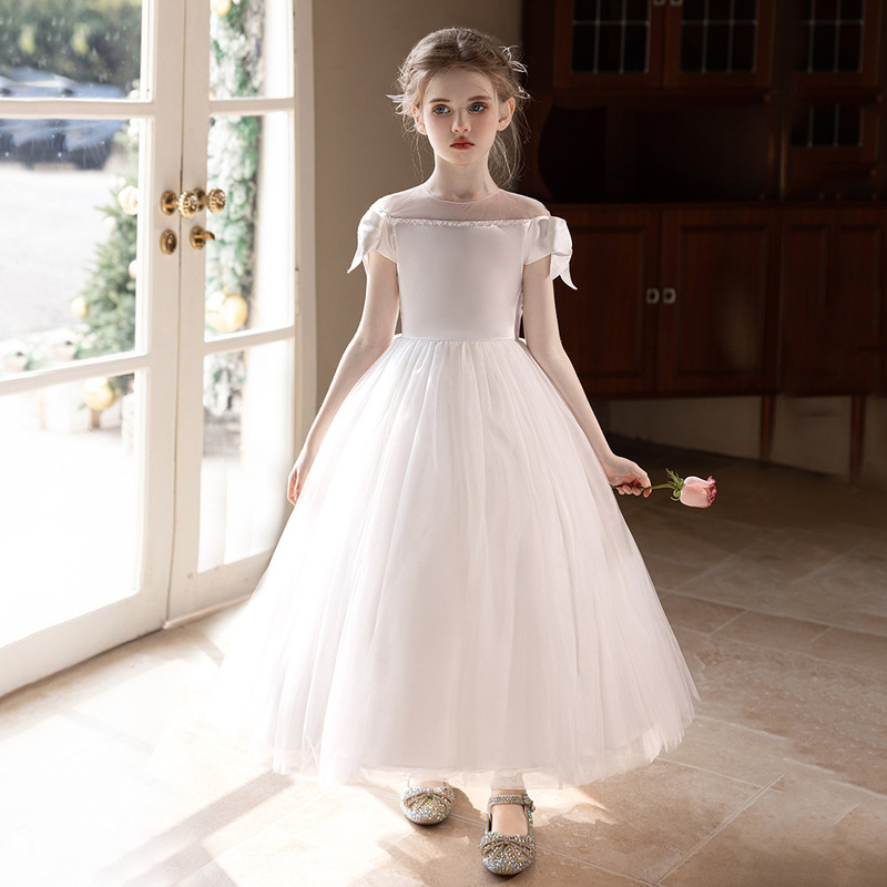 Girls and Teenagers White Long Skirt Wedding Tutu Skirt Big Butterfly Wedding Skirt Bridesmaid Skirt Evening Dress
