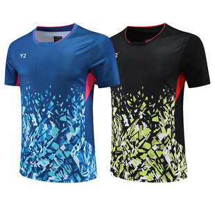 Adult badminton clothes men's and women's short-sleeved summer sports children's competition volleyball table tennis tennis training clothes 6201