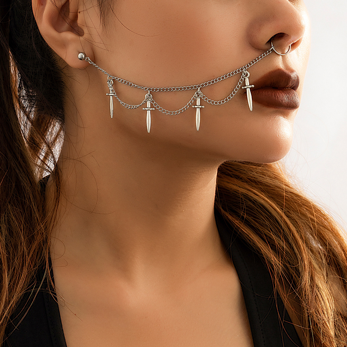 Punk Geometric Moon Iron Plating Nose Ring