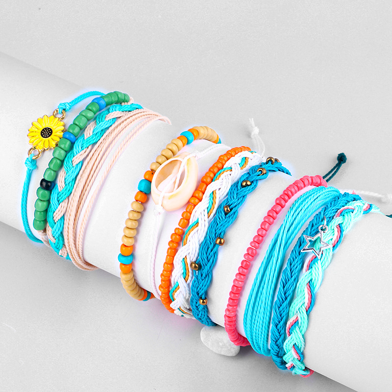 Simple Style Starfish Flower Mixed materials Braid Womenu0027S Bracelets 4 Pieces