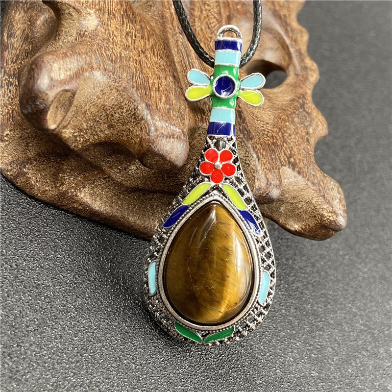 Gem Inlaid Pipa Multicolor Pendant Brooch Necklace Accessories display picture 13