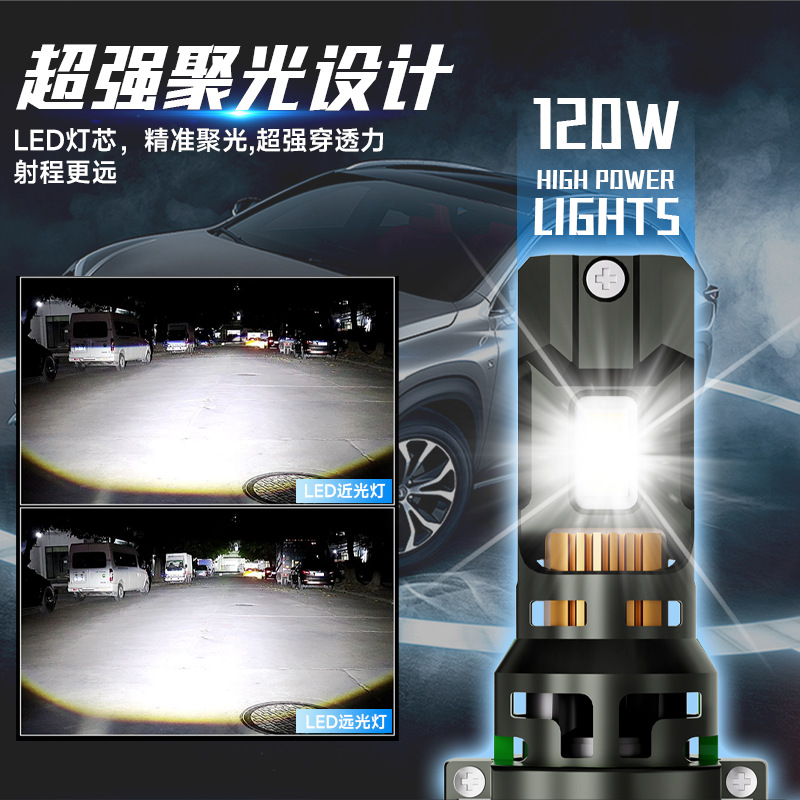 HAIZG transfronterizo nuevo faro de automóvil LED de alta potencia D9 enchufe directo H7 H11 H4 luz alta y baja integrada image 4