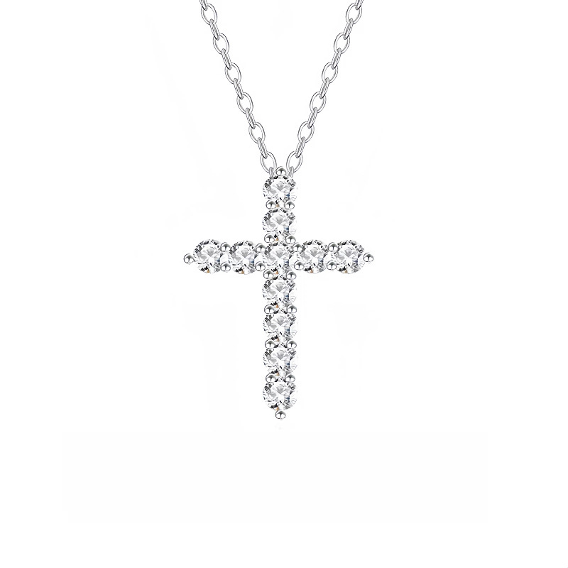 S925 plata esterlina chapado 14 quilates oro completo collar de diamante cruzado para hombres y mujeres hip-hop en línea insmarts sólo cadena de suéter