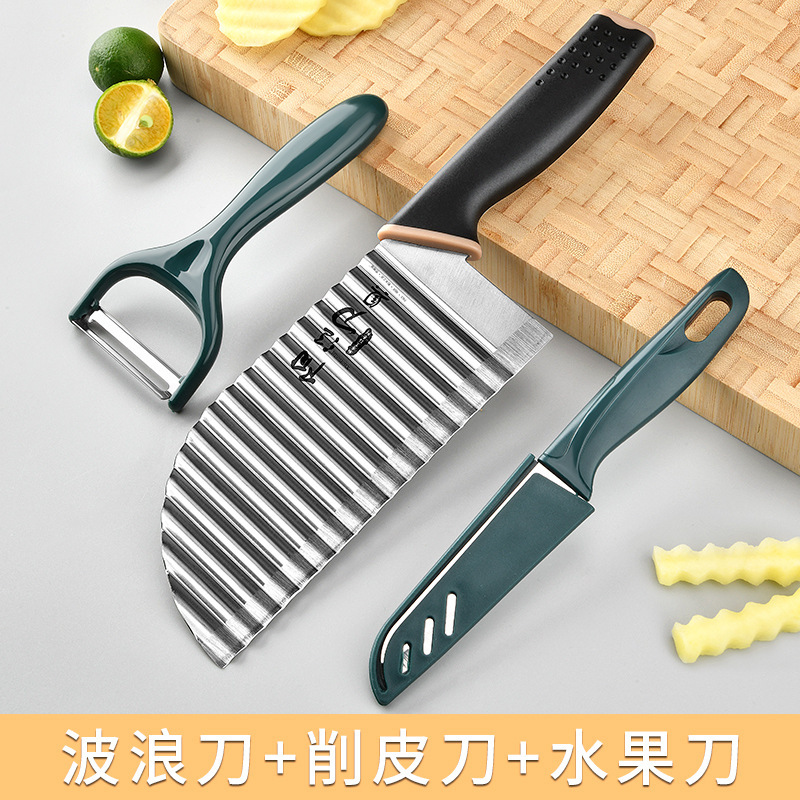 Cuchillo de cocina de dientes de lobo de acero inoxidable ondulado multifuncional espesar cuchillo cuchillo creativo de cocina patata nueva