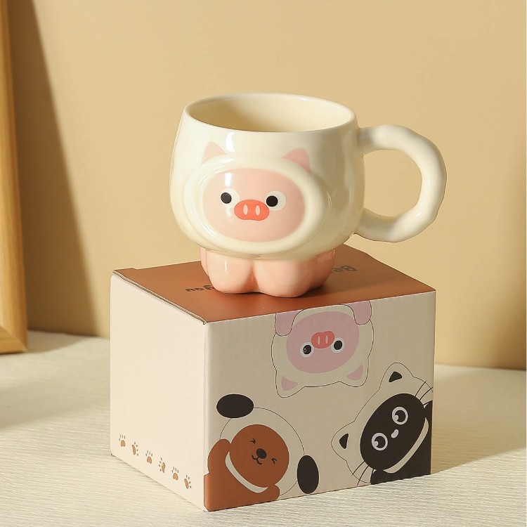 Cute ins de dibujos animados tazas de cerámica creativas tazas de café caseras tazas de cerámica de alto valor para niñas