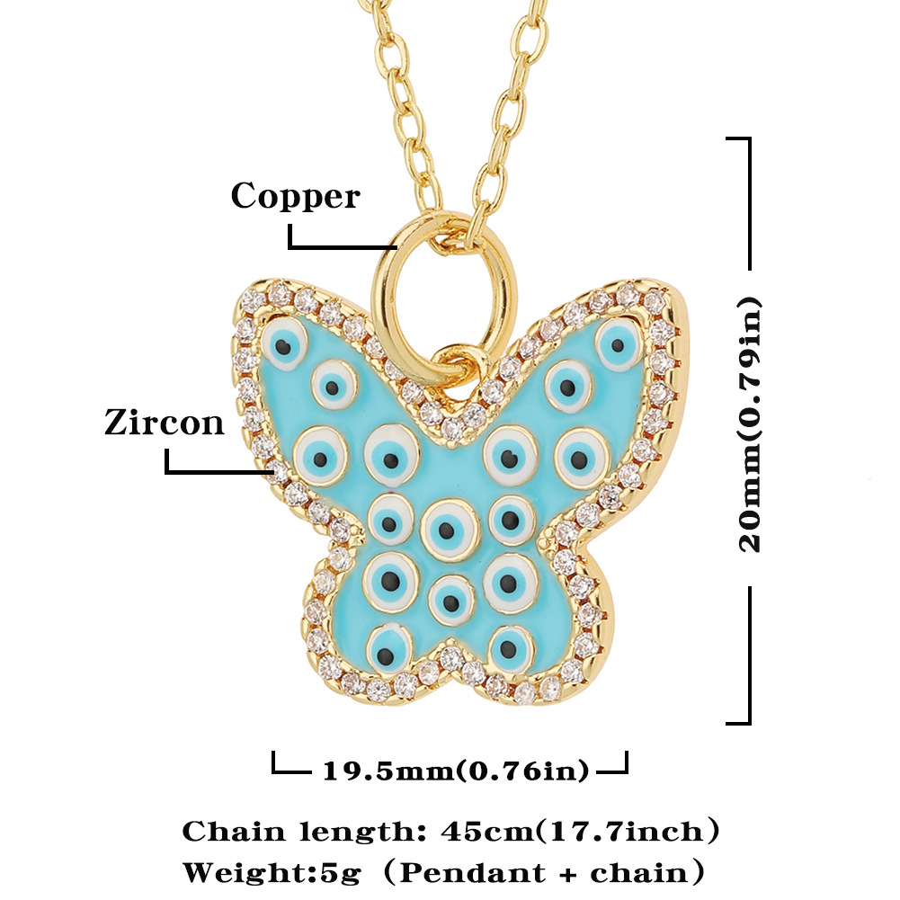 Fashion Butterfly Copper Inlay Zircon Necklace