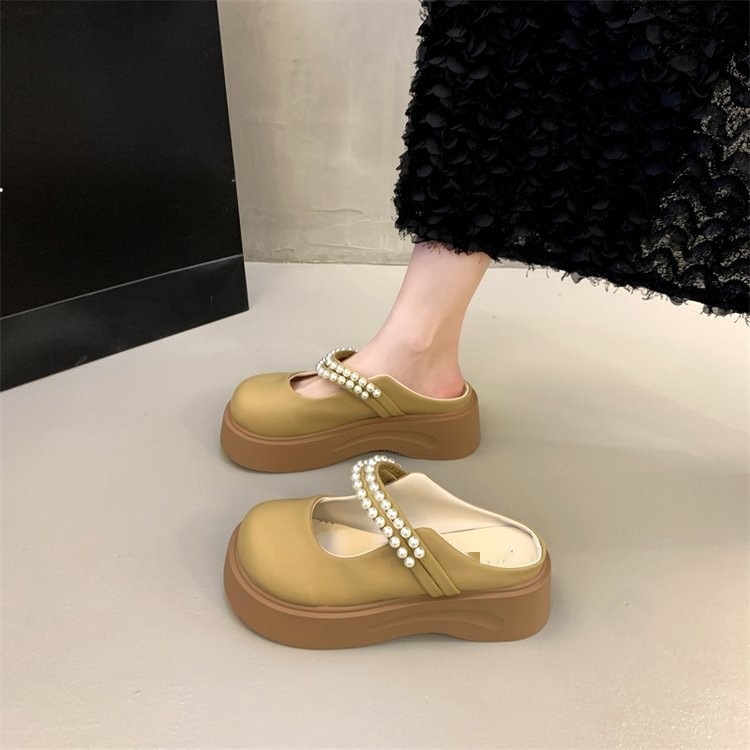 Super calentador de fondo grueso un pedaleo Marizhen cabeza media zapatillas de verano para mujeres 2026 nuevo estilo coreano de verano zapatillas frías image 3