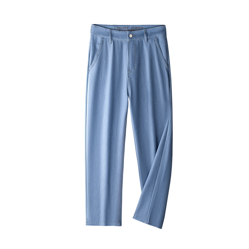 2025 Summer Ice Silk Jeans Thin Men's Loose Breathable Straight Casual New Summer Ultra-thin Long