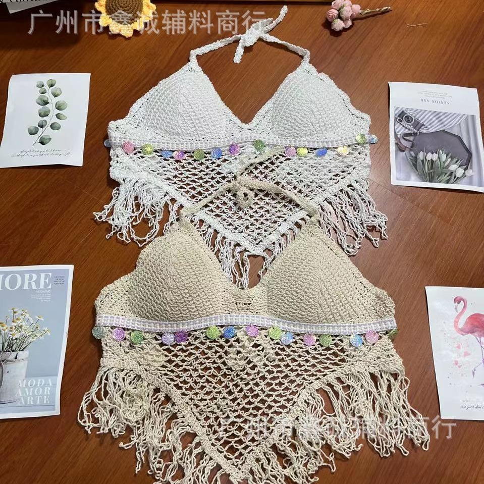 Autumn high-grade pure desire sexy small camisole women's new hot spring vacation split halter beauty back top fashion