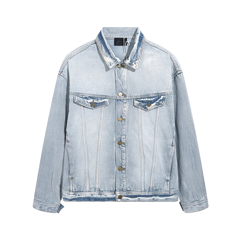 Men's Clothing heavy washed distressed denim jacket for men and women bf hip hop high street loose coat jacket_viptrois.com