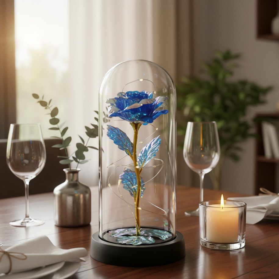 Rosas transfronterizas inmortales flores cubierta de vidrio decoración pareja regalos de día de San Valentín Día de la Madre ideas de cumpleaños 38 regalos pequeños