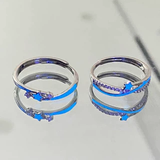 直播跨境夜光情侣对戒高级感小众气质流星雨潮流简约发光戒指批发