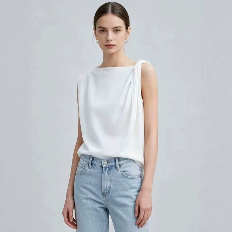 Ai** Mall's Same Style 2026 Summer New Fashion Elegant Slim-Fit Pleated Design Sleeveless Top Ai** Mall's Same Style 2026 Summer New Fashion Elegant Slim-Fit Pleated Design Sleeveless Top