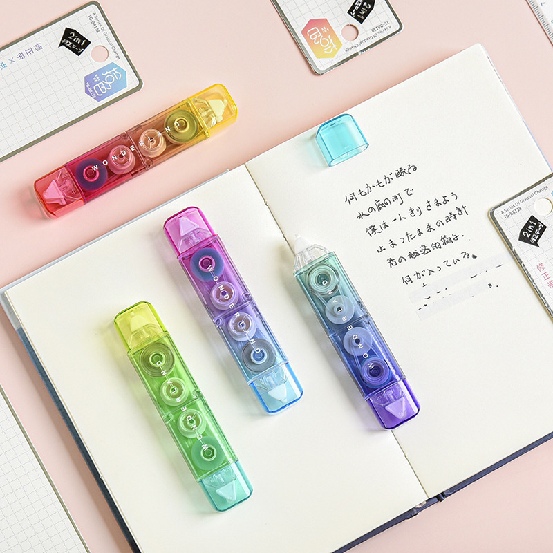 Tiangao cinta de corrección de gradiente de alto aspecto estudiante portátil multifuncional corrección cinta transparente Dot pegamento dos en uno