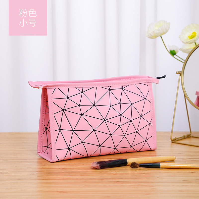 菱形 PU 化粧品バッグポータブル大容量防水トイレタリーバッグ多機能旅行化粧品口紅収納袋|undefined