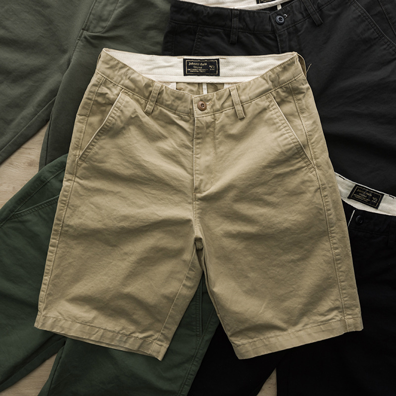 Trendy Summer Casual Shorts for Men with Belt, Loose Straight Retro Cargo Shorts, Solid Color Sports Mid-Length Shorts