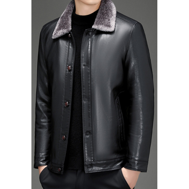 外贸批发亚马逊2025男士新款商务休闲皮衣外套黑色咖啡色现货国内