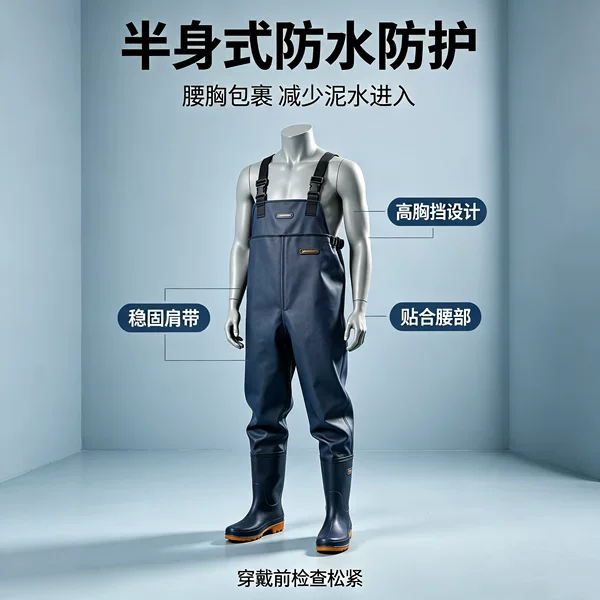 Half-body breathable wading pants, waterproof, ultra-light, one-piece, wear-resistant wading pants, full-body rain boots, wading pants for fishing and lure fishing