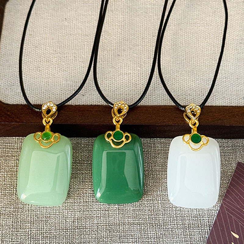Imitation Jade Plain Pendant Necklace Hetian Jade Plain Pendant Men's and Women's Jewelry Live Broadcast Hot Style Benefits