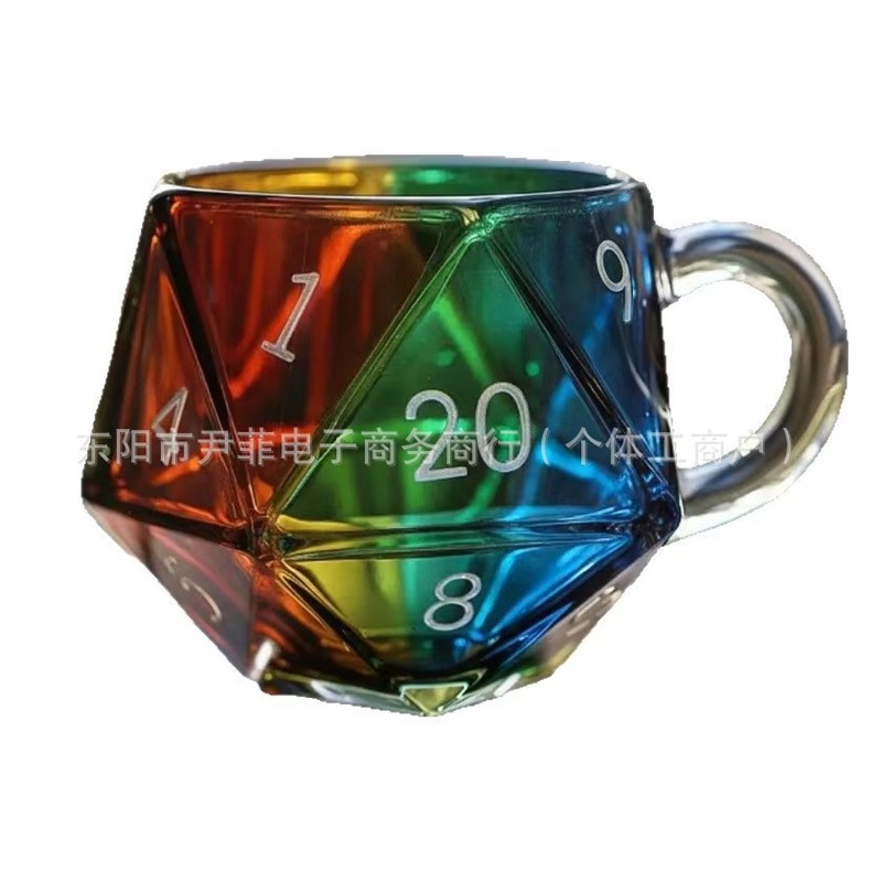 跨境新品现货新款龙与地下城彩虹 D20 骰子杯创意礼物杯子|undefined