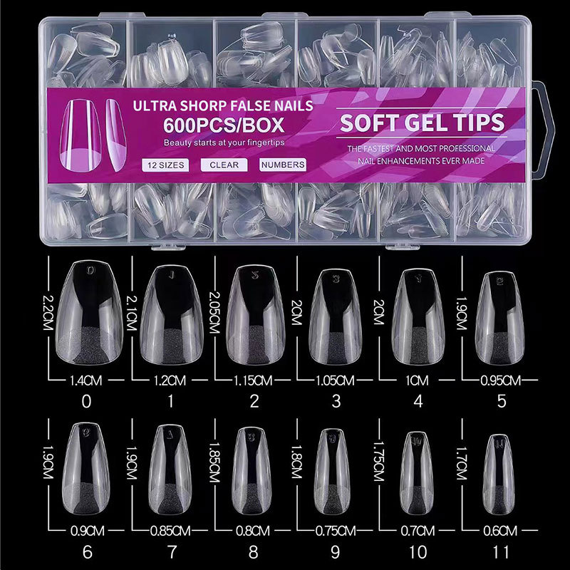 Transfronterizo nuevo manicuras de manicuras sin grabar delgado semigrasado sin marcas europeas y americanas dedo falso esmerilado 600pcs manicuras al por mayor