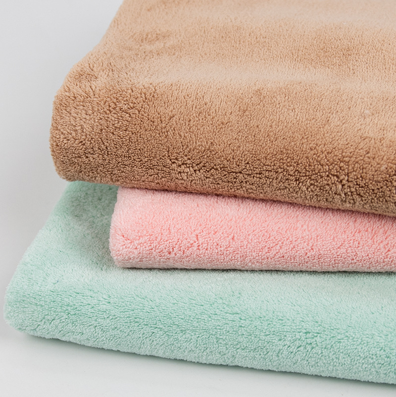 Thickened polyester coral velvet fabric, one-sided two-sided water-absorbent towel bath robe hair dryer hat winter sleepwear fabric