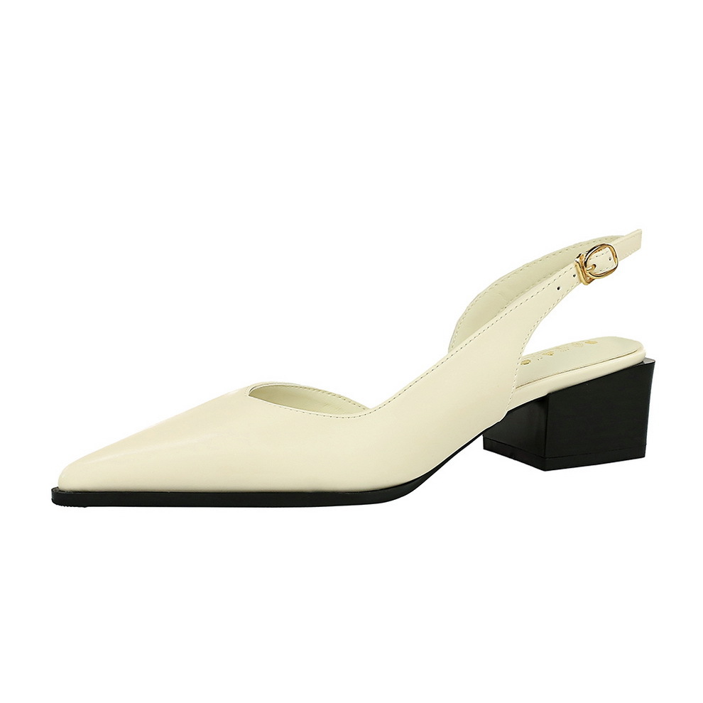 Women's Mid Heel Pumps Korean Style Pointed Toe Chunky Heels_voghion.com