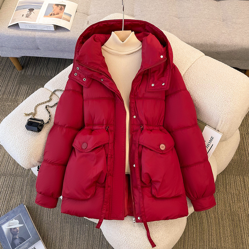 Ropa de algodón de moda para mujeres invierno 2025, nueva chaqueta de algodón corta de moda, cintura delgada, chaqueta de algodón gruesa, abrigo caliente