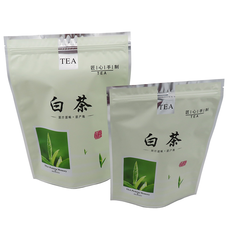 Angit especialidad bolsa de té blanco bolsa de té bolsa de regalo 125 ~ 500g bolsa de aluminio con puerto auto-sellado 100