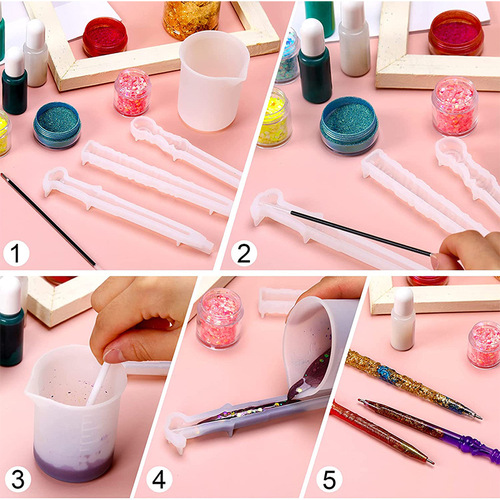 Factory New Crystal Droplet Glue Household Daily Use Stationery Multi-Style Magic Pens with Refills Cylindrical Pen Silicone Mold
