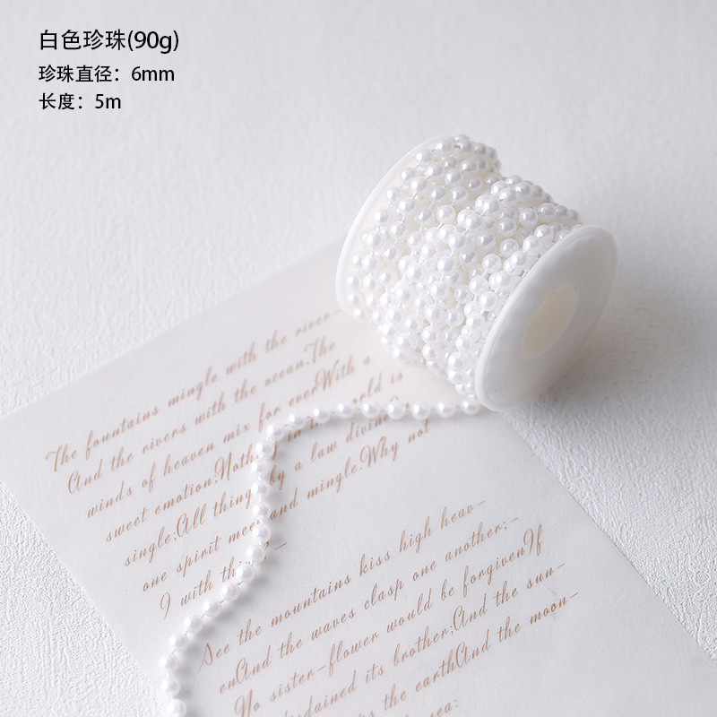 Nuevos productos calientes Decoración navideña French Retro Pequeña fragancia Cadena de perlas Cristal Collar transparente Accesorios de bricolaje