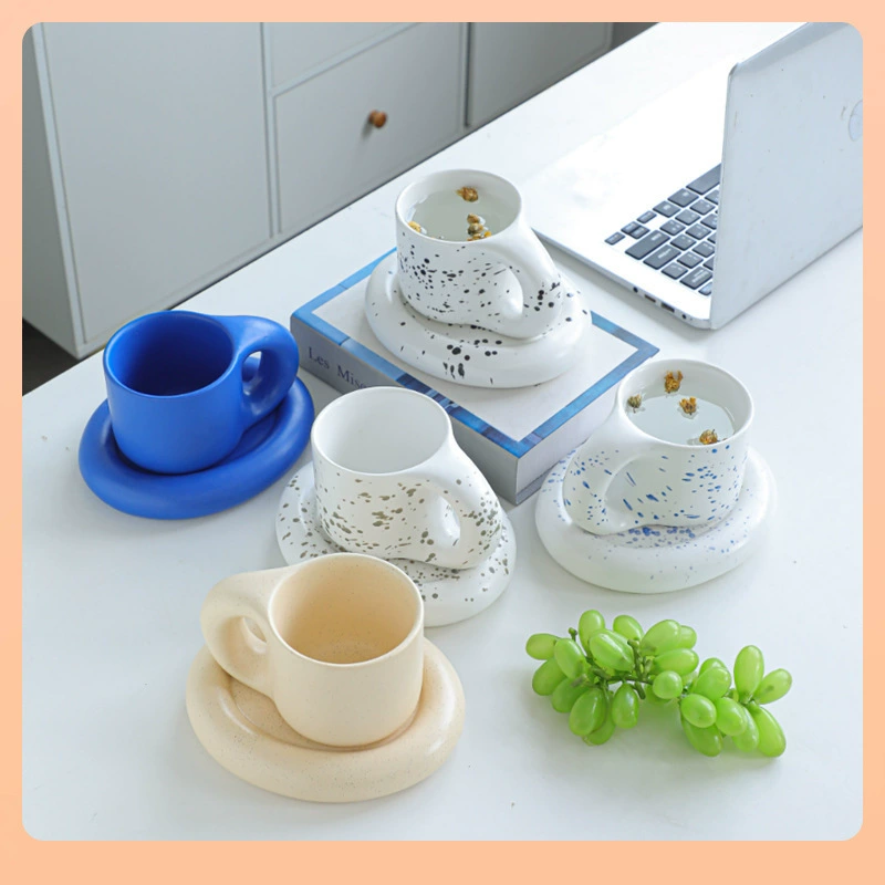 Керамическая кружка Wind Fat Big Handle Cup Ins Breakfast Coffee Cup Klein Blue Cute Fat Ceramic