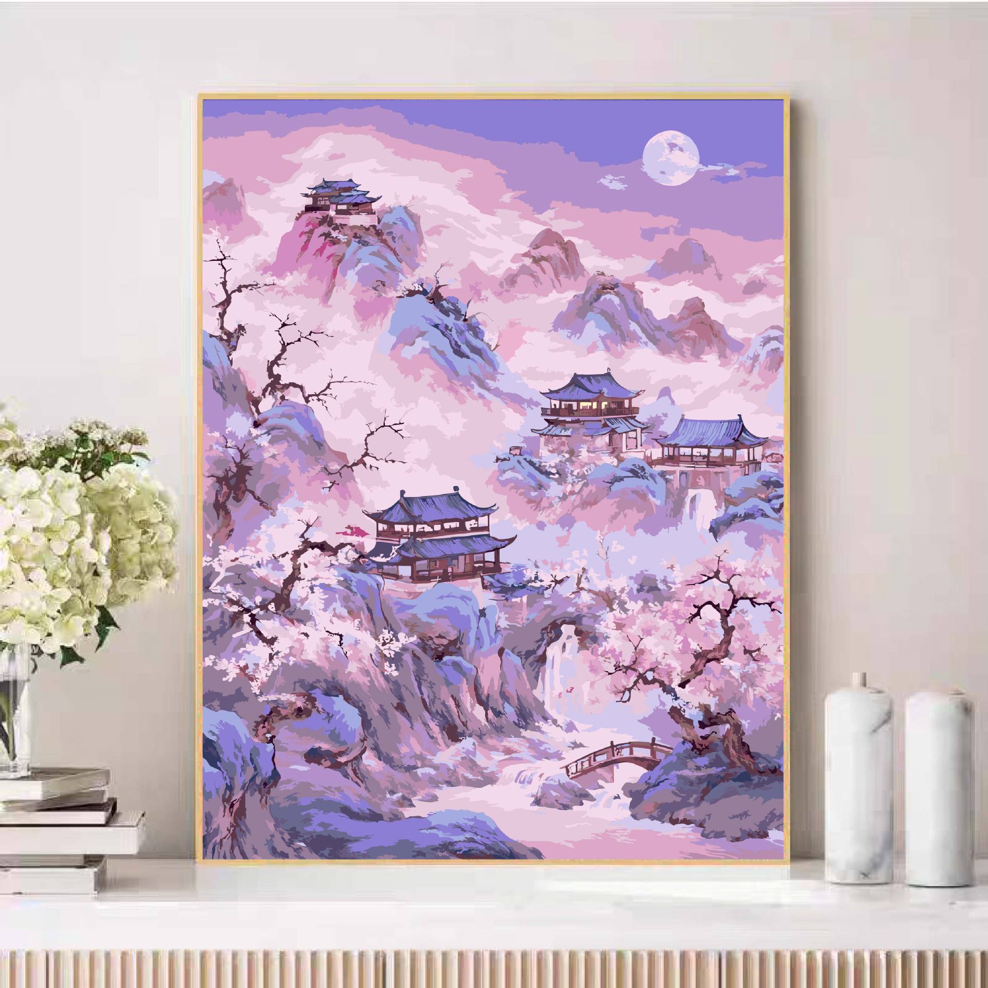 Nuevo mil millas de paisajes de montañas antiguos paisajes de curación de pintura al óleo digital hecha a mano DIY relleno de aceite de acrílico pintado