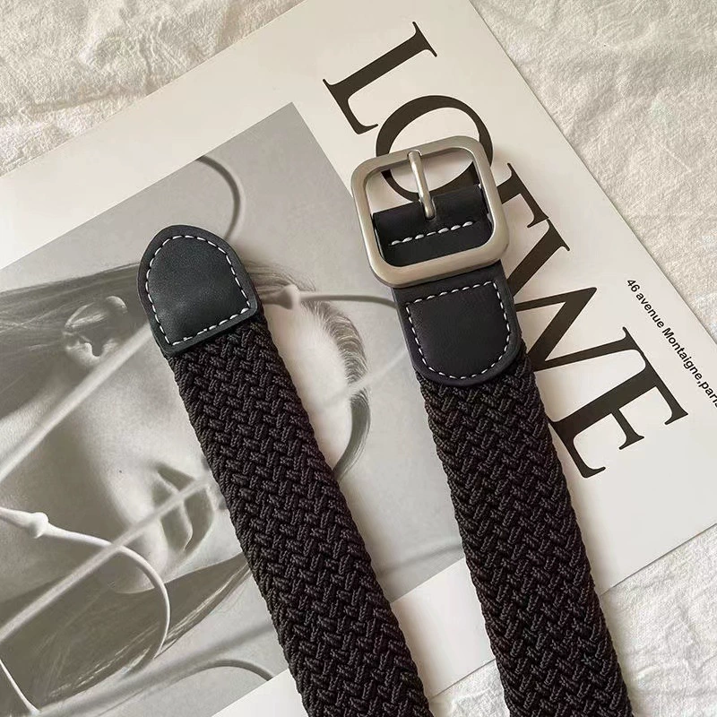Woven Belt, Unisex Jeans Belt, 3.0 cm Width, Elastic Braided Casual Style, 100 cm