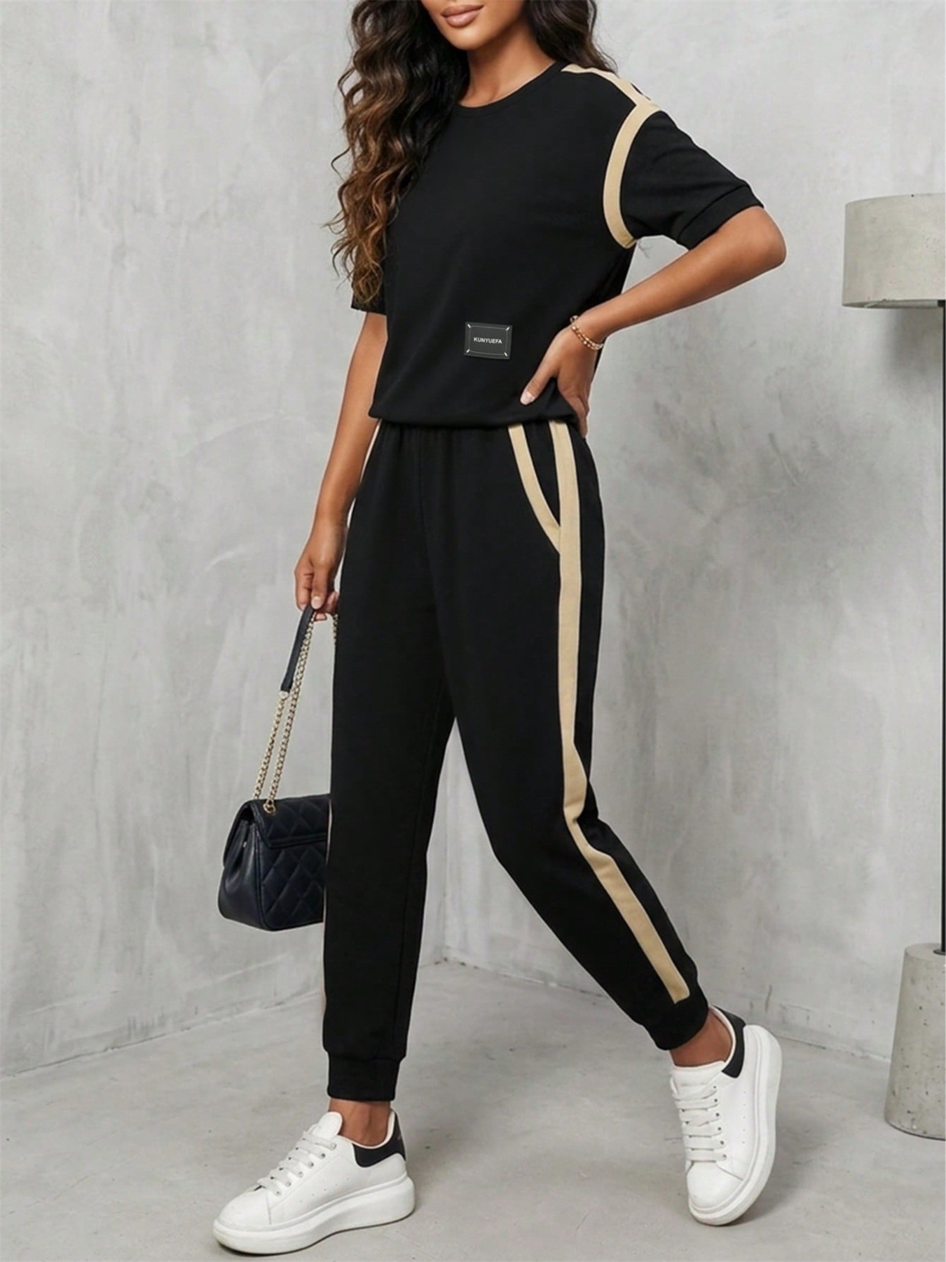 Spot Goods Women's Spring/Summer Short Sleeved Two Piece Set Fashion Trendy Casual Outfit_ecoleips.com