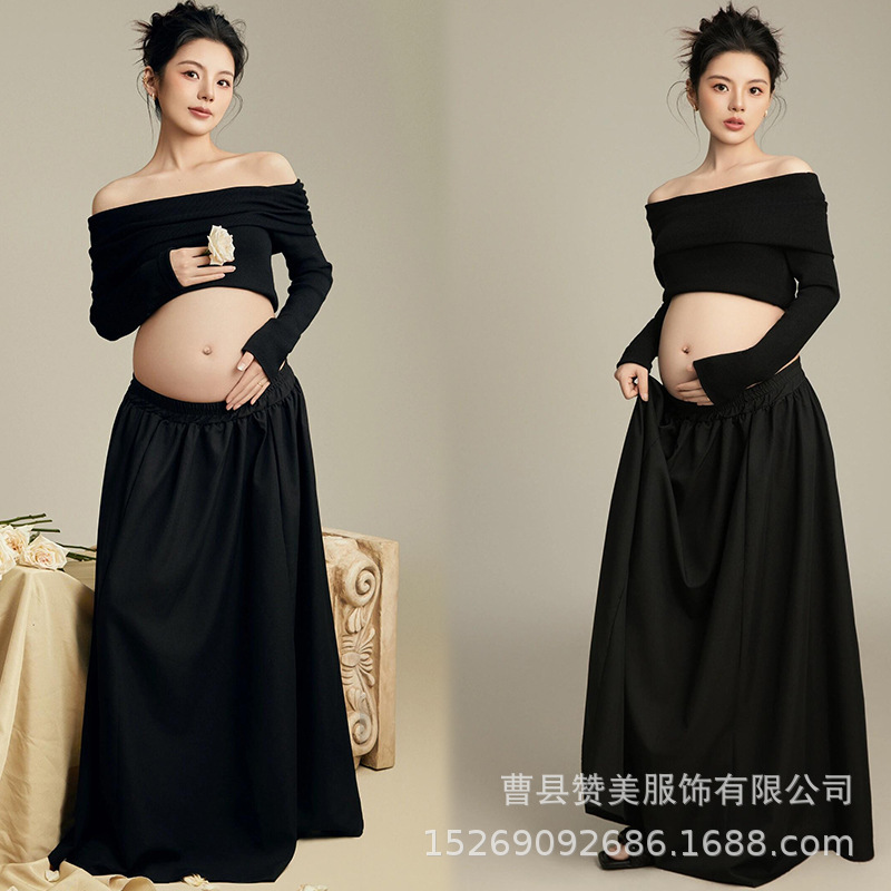 Photo Studio New Pregnant Women Photographing Clothing Simple Advanced Sense Big Belly Pregnant Mommy Black dress Photographing Clothing at Home Photo Studio New Pregnant Women Photographing Clothing Simple Advanced Sense Big Belly Pregnant Mommy Black dress Photographing Clothing at Home