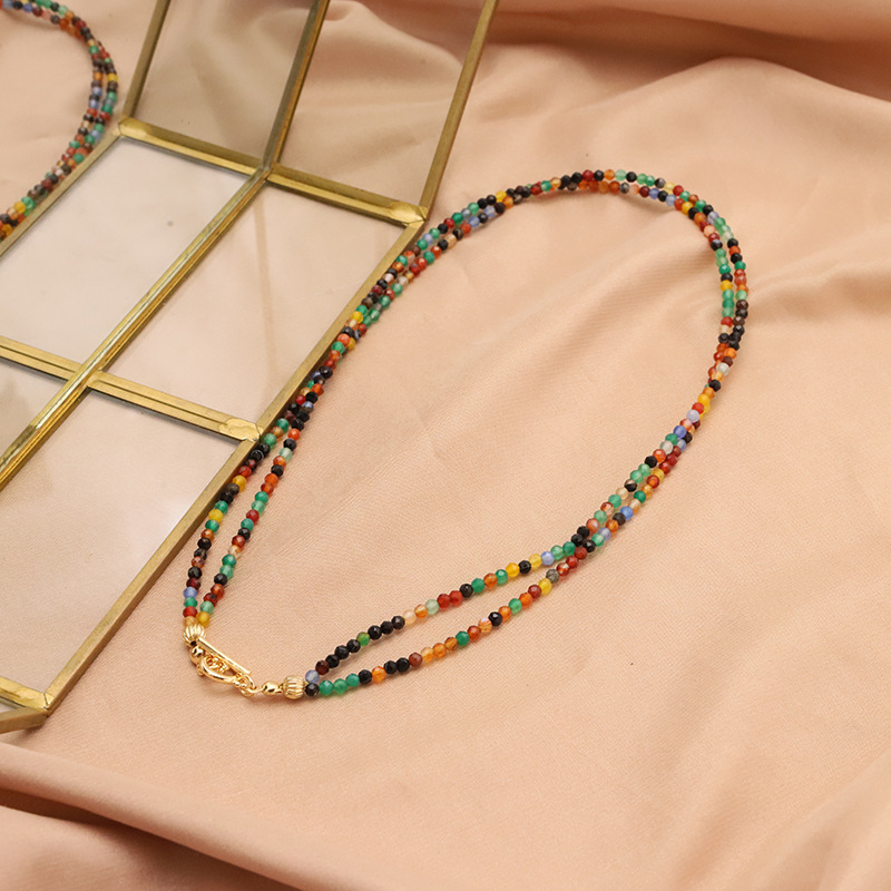 Collar de perlas de agua dulce natural collar de cuentas de color collar de clavícula nicho de alta calidad joyas de oro real 18k