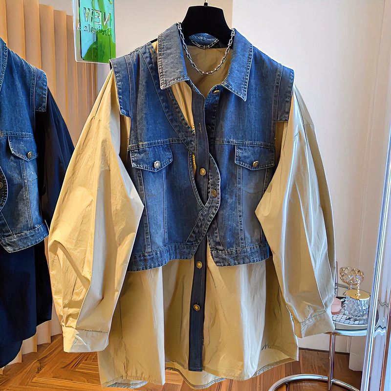 Толстый мм, покрывающий живот, тонкий, поддельные две рубашки