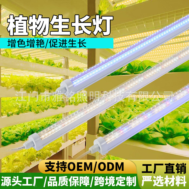 加工现货ledT8全光谱植物生长灯温室育苗花卉140度补光灯源头工厂