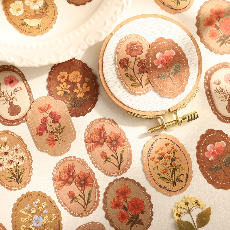 Ketchup Girl Mi Jinghua Collection Series Boxed Sticker Pack Handbook Flower Theme Material Decoration 6 Styles