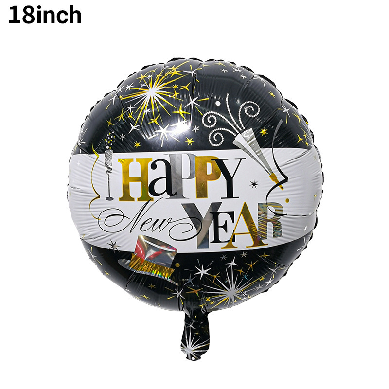 Decoración de fondo de Año Nuevo, globos de aluminio, marco de fotos con botella de FELIZ AÑO NUEVO, decoración de fiesta, arreglo de globos