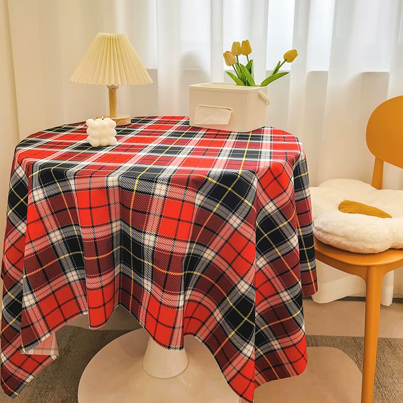Net red plaid tablecloth Ins wind girl heart round table cloth layout dust dining table cloth coffee table padding
