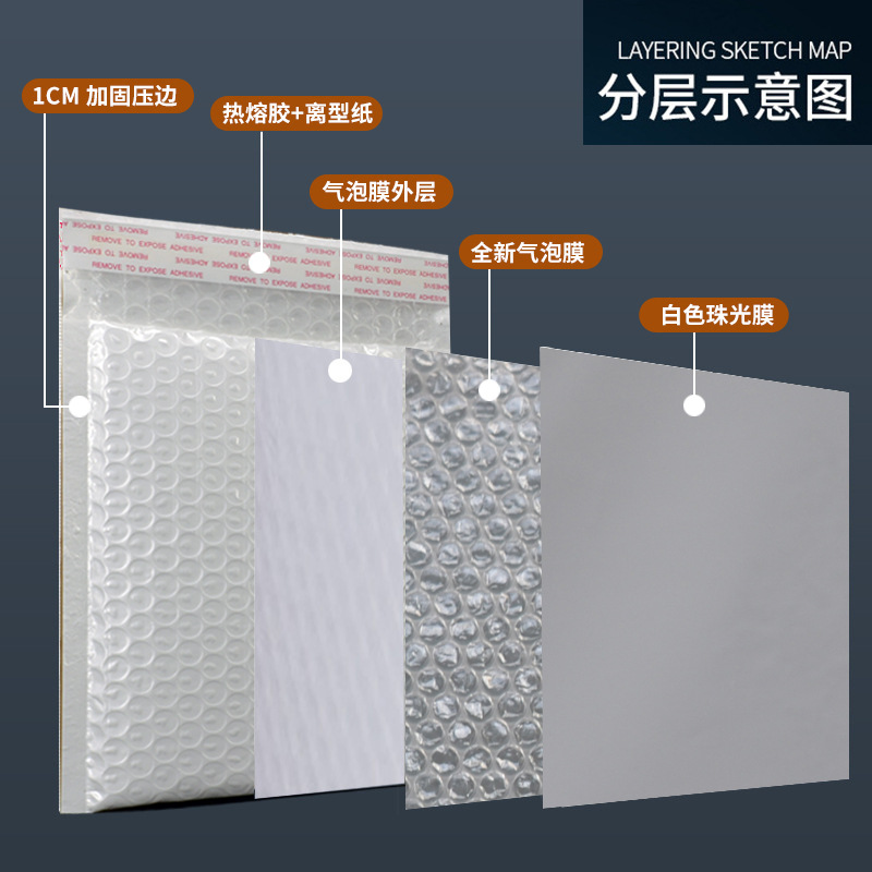 Bolsa de burbujas de película nacarada compuesta blanca a prueba de golpes bolsa de envoltura autoadhesiva bolsa de embalaje de bolsa de espuma engrosada en stock