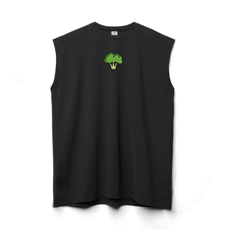 Camiseta sin mangas de verano de malla chaleco deportivo Chaleco de los hombres ins color sólido suelto casual crossbody fitness running image 6