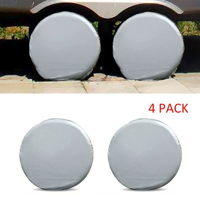Cross-border car tire cover car tire protective cover sun protection outdoor tire dust cover car wheel cover silver coated (Spare wheel cover) - diameter-73cmwidth-30-38cm-silver-coated-cloth-tire-cover-pack-of-4