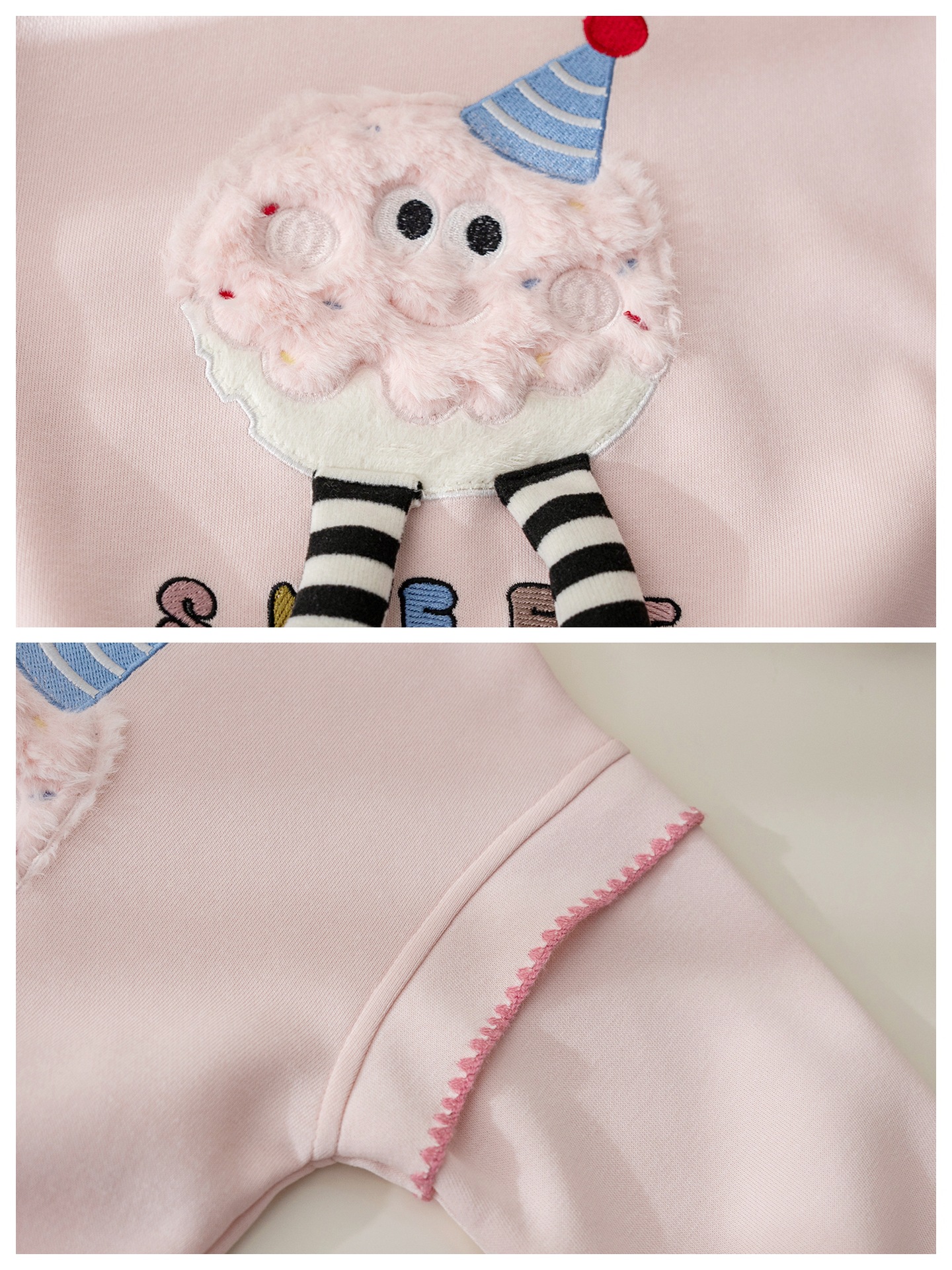 女の子の流行の刺繍のパーカー2025年春秋の新型の洋気の上着の赤ちゃんの韓国版のかわいい立体のプルオーバー