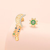 Tide, earrings, fashionable golden zirconium, accessory, Korean style, internet celebrity