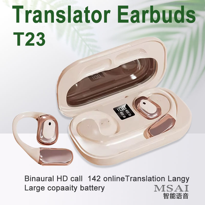 Auriculares de traducción de voz T23 Smart AI Traductor binaural chino-inglés Bluetooth Traducción simultánea inalámbrica Fuente de traducción
