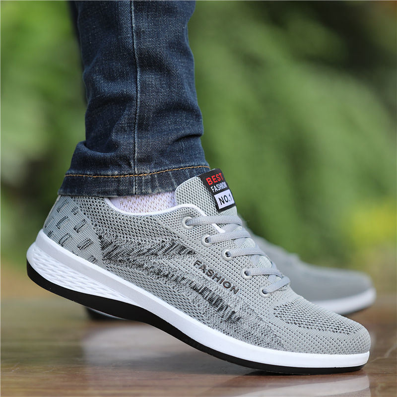 Men's shoes summer sports breathable soft bottom mesh hollow casual running shoes men's fashion fly woven shoes wholesale cross-border