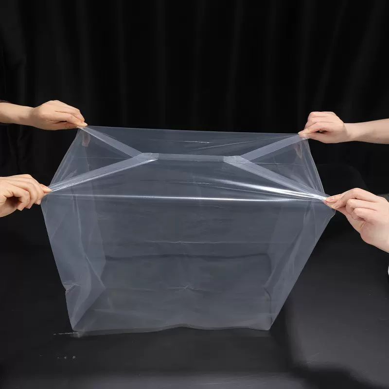 定制防水透明塑料pe聚乙烯收缩托盘盖拉伸罩薄膜四方底袋可回收